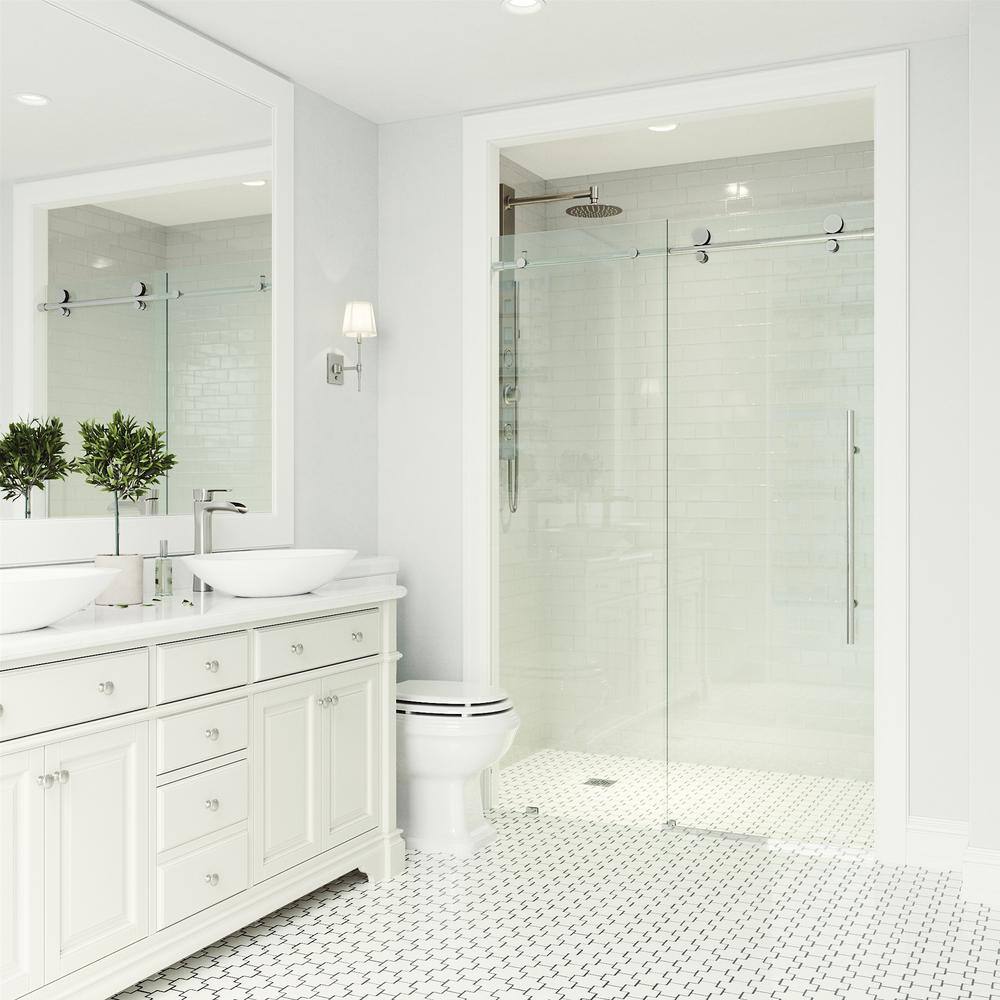 Elan E-Class Frameless Chrome Sliding Shower Door with Clear Glass