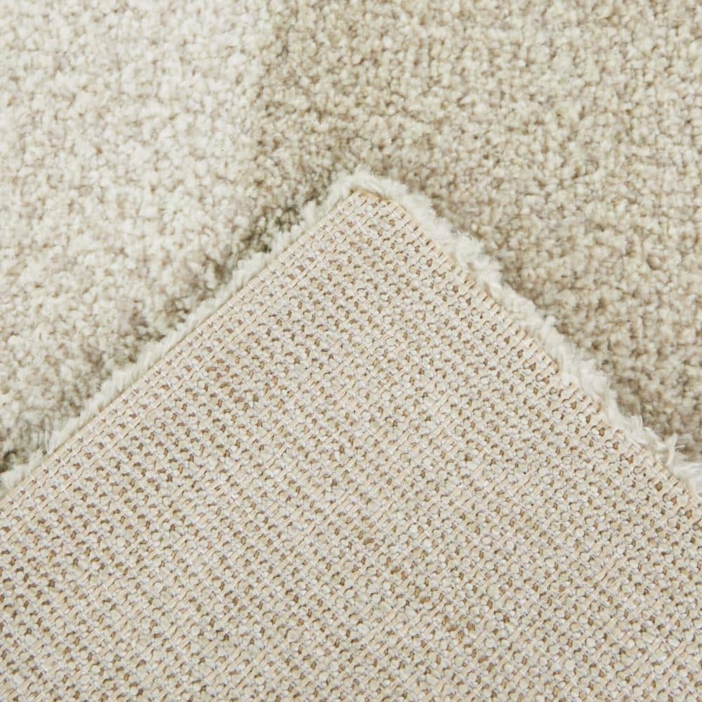 Reinhart Beige Checkered Rectangular Stain-Resistant Synthetic Area Rug