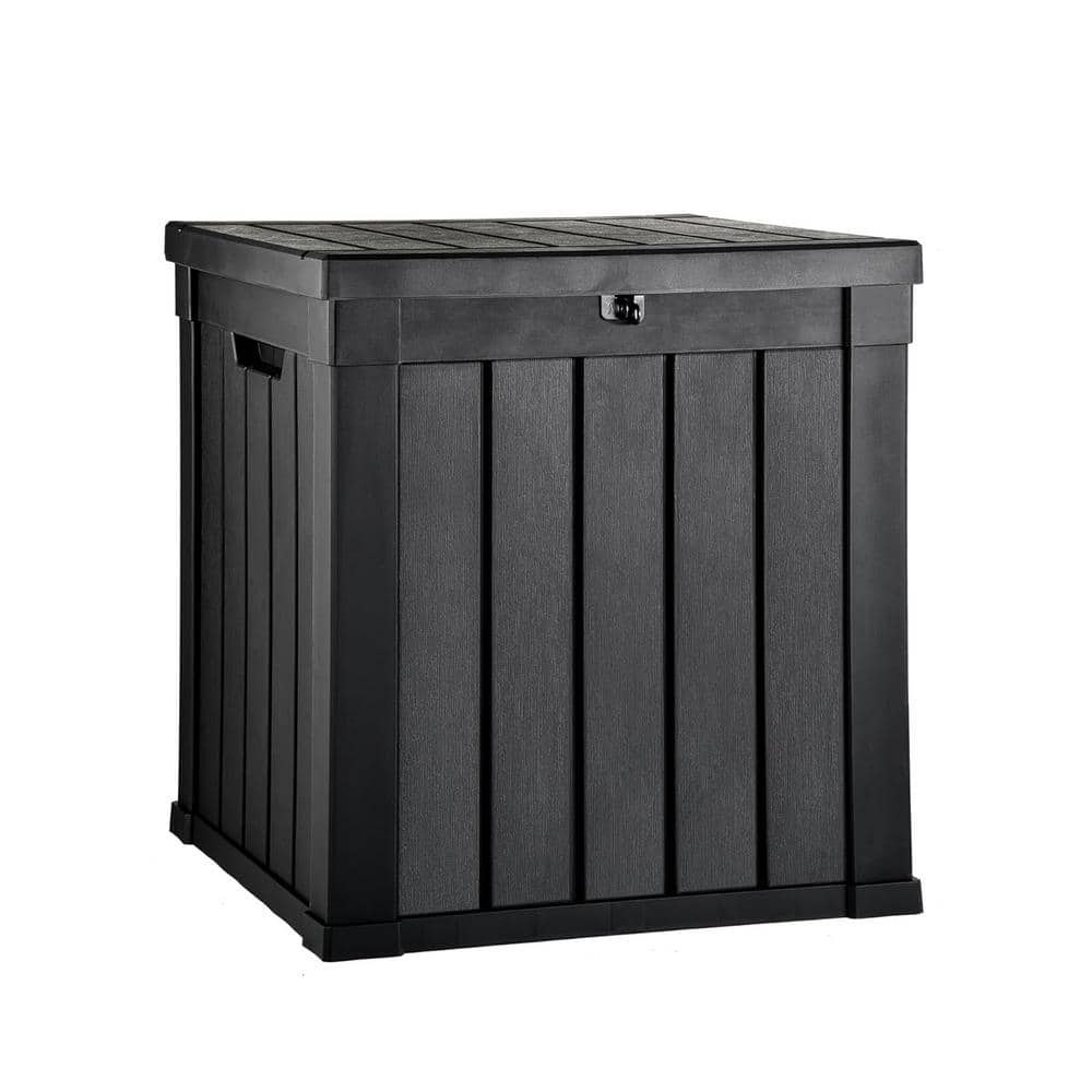 51-Gallon, 21.8 x 21.8 x 24 in. Waterproof Black Resin Outdoor Storage Deck