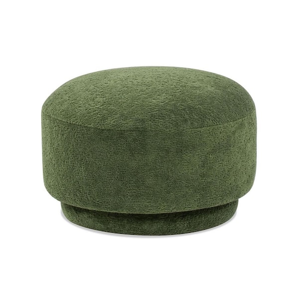 Fuji 15 in. Mushroom Fleeced Teddy Polyester Footstool Ottoman in Moss Green