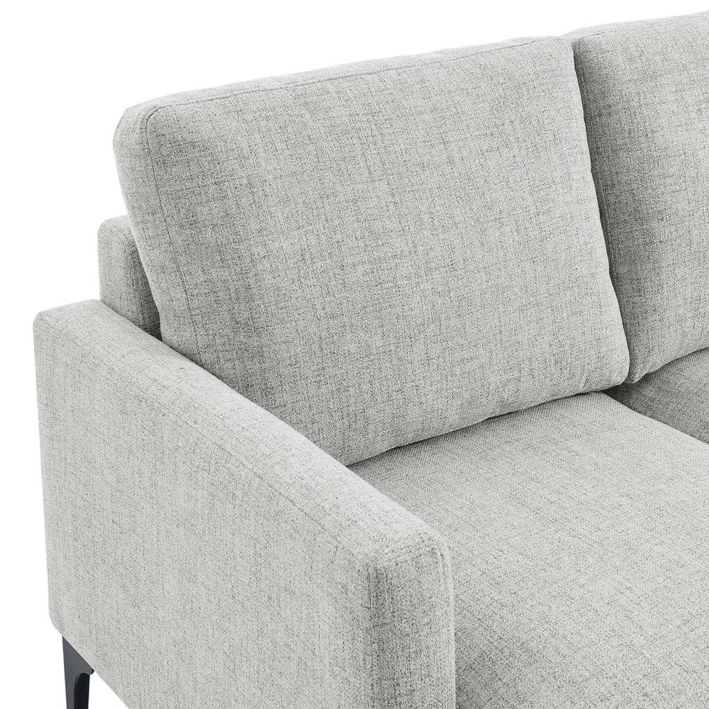 Light Gray Upholstered Fabric Loveseat with Metal Legs
