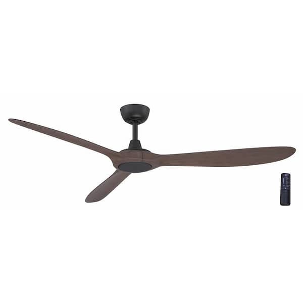 Tager 60 in. Smart Indoor/Outdoor Matte Black with Whiskey Barrel Blades Ceiling Fan with Remote Powered by Hubspace