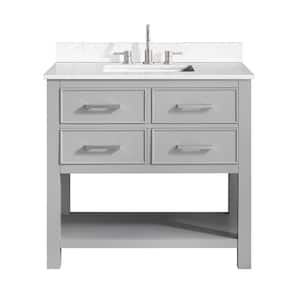 Brooks 37 in. W x 22 in. D x 35 in. H Single Sink Bath Vanity in Chilled Gray Finish with Cala White Engineered Top