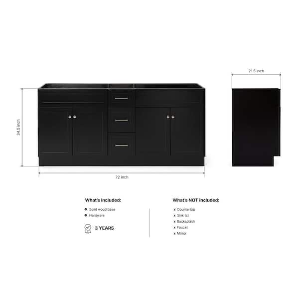 Hamlet 72 in. W x 21.5 in. D x 34.5 in. H Double Freestanding Bath Vanity Cabinet Only in Black