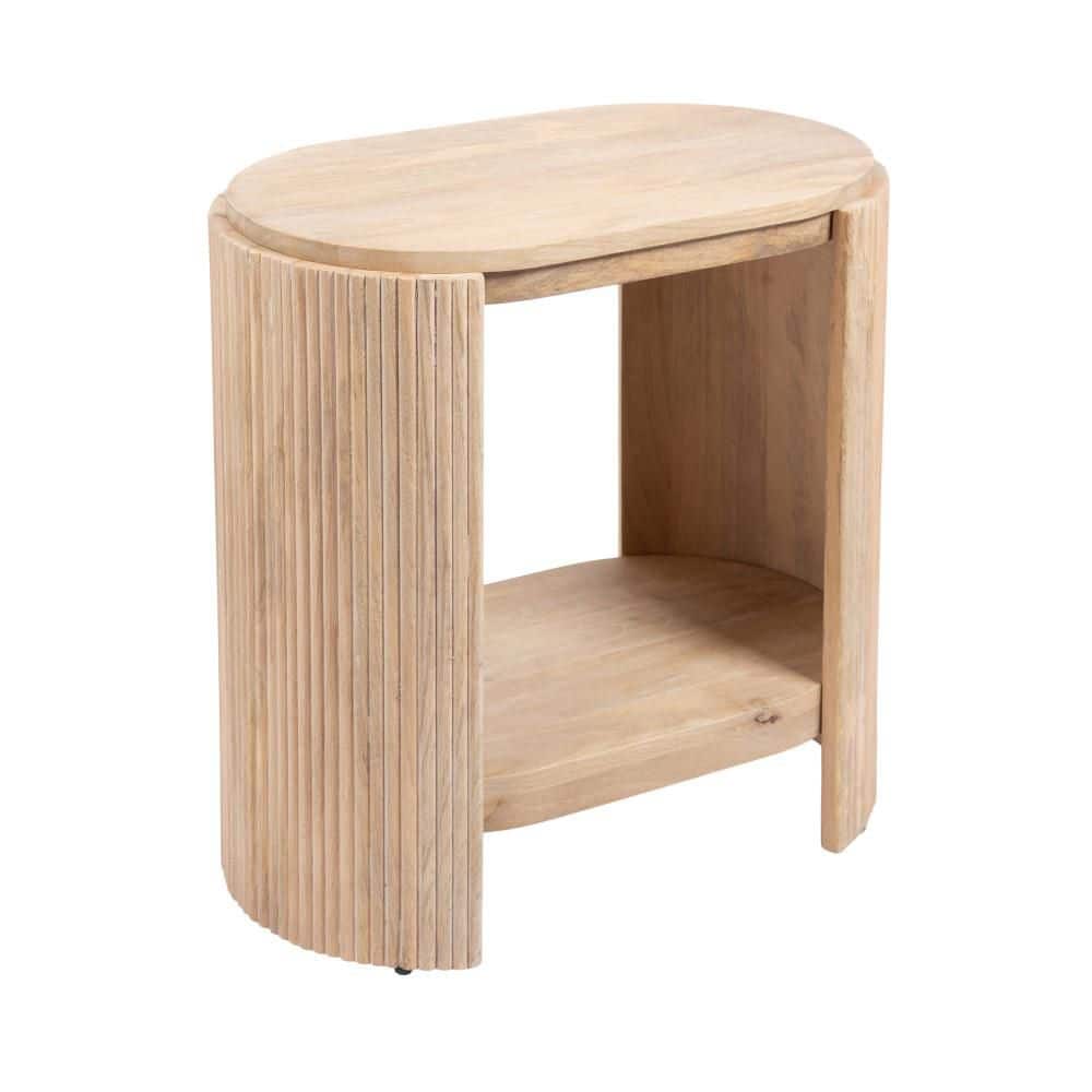 Cakora 22 in. Natural Brown Oval Solid Wood End Table price history on PriceWatchPro