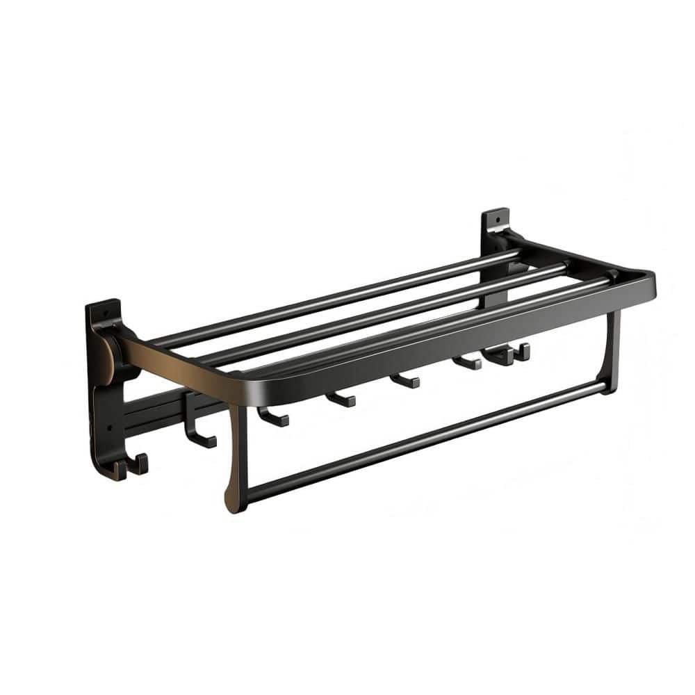 24 in. 1-Bar Foldable Towel Rack in Matte Black, Wall Mounted Towel Shelf with Towel Bar Holder for Bathroom price history on PriceWatchPro