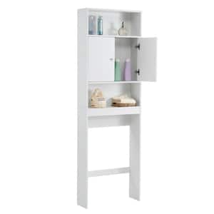 Ami 25 in. W x 77 in. H x 8 in. D Bathroom Over TheToilet Storage White Bathroom SpaceSaver with shelves With Doors