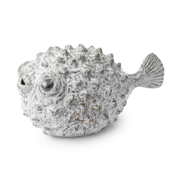 HomeRoots Metal Puffer Fish Sculpture