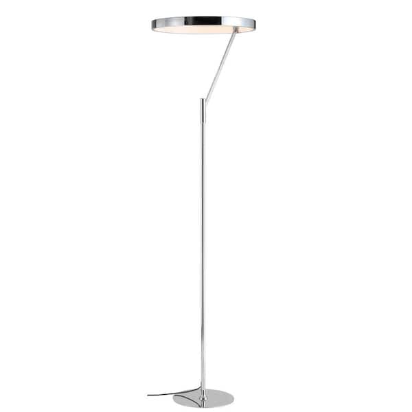 JONATHAN Y Owen 66.7 in. Chrome Integrated LED Metal Lamp JYL7015A The Home Depot