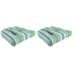 18 in. L x 18 in. W x 4 in. T Outdoor Square Wicker Seat Cushion in Clique Fresco (2-Pack)