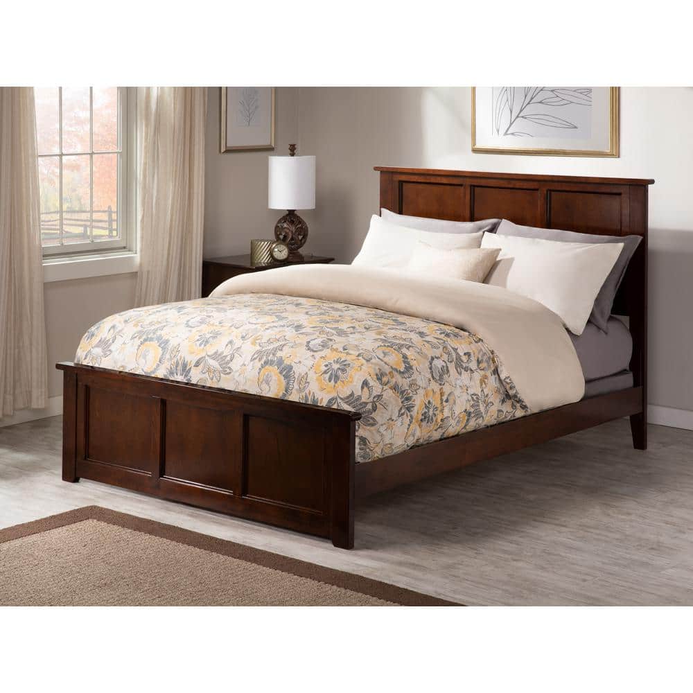 Madison Walnut Brown King Solid Wood Foundation Bed Frame with Matching Footboard price history on PriceWatchPro