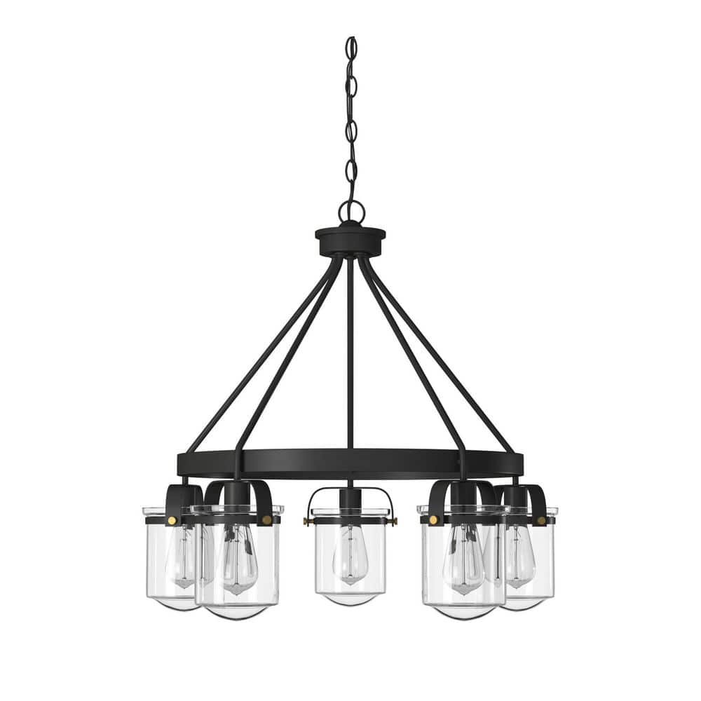 Jaxon 25" Bronze and Brass 5-Light Chandelier