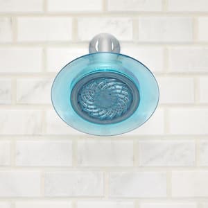 1-Spray 5.5 in. Single Wall Mount Low Flow Fixed Shower Head in Dusk Blue