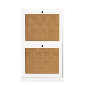 33 in. H x 20.9 in. W White Wood Shoe Storage Cabinet