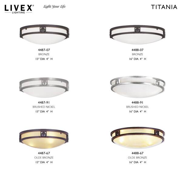 Livex Lighting Titania 3 Light Bronze Flush Mount 4488-07 - The