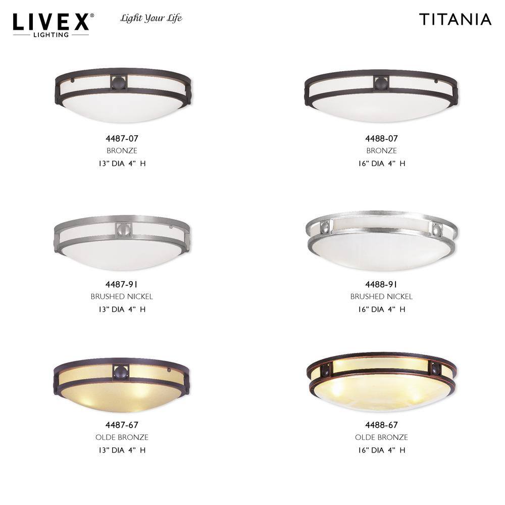 Titania Brushed Nickel 3-Light Flush Mount with Satin White Glass