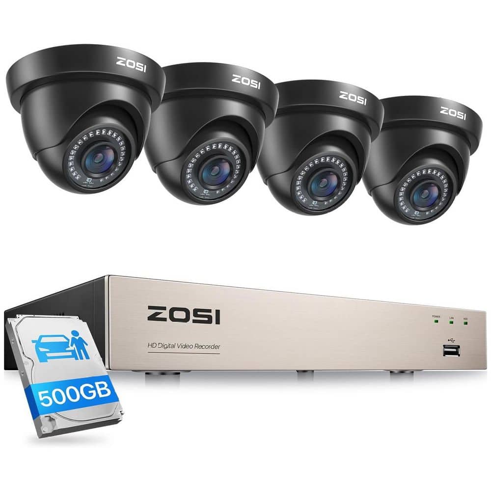 H. 265 Plus 8-Channel 3K-Lite DVR Security Camera System with 4X 1080P Wired Dome Cameras Pre-Installed 500GB HDD