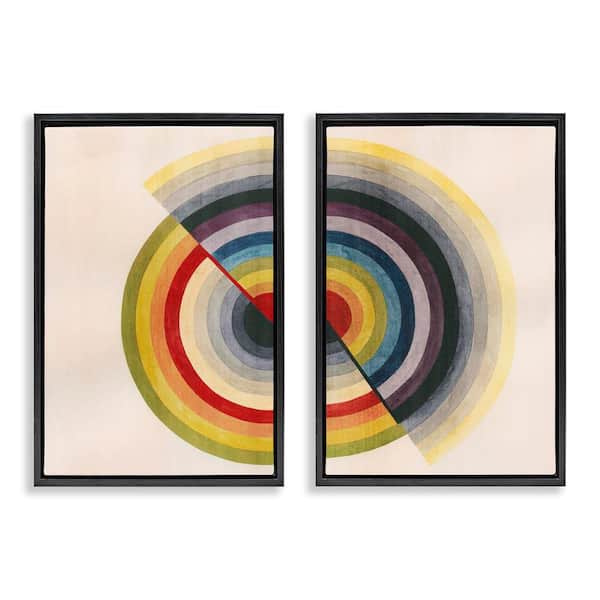 Stupell Industries Fading Round Split Circles by Grace Popp 2-Pieces Black Floater Frame Abstract Graphic Art Print 25 in. x 17 in.