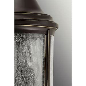 Ashmore Collection 3-Light Antique Bronze Water Seeded Glass New Traditional Outdoor Medium Wall Lantern Light
