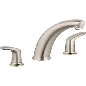 Colony PRO 2-Handle Deck-Mount Roman Tub Faucet for Flash Rough-in Valves in Brushed Nickel