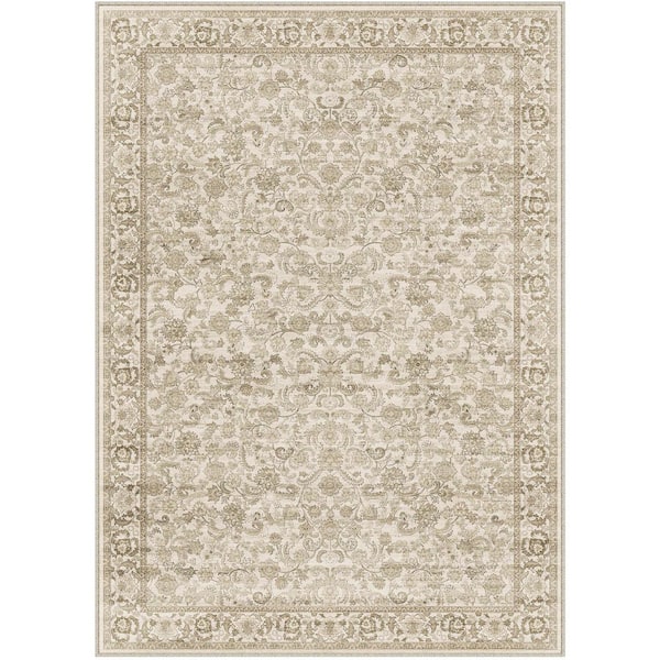 Norwegian Forest Brown 5 ft. x 7 ft. Washable Vintage Floral Area Rug