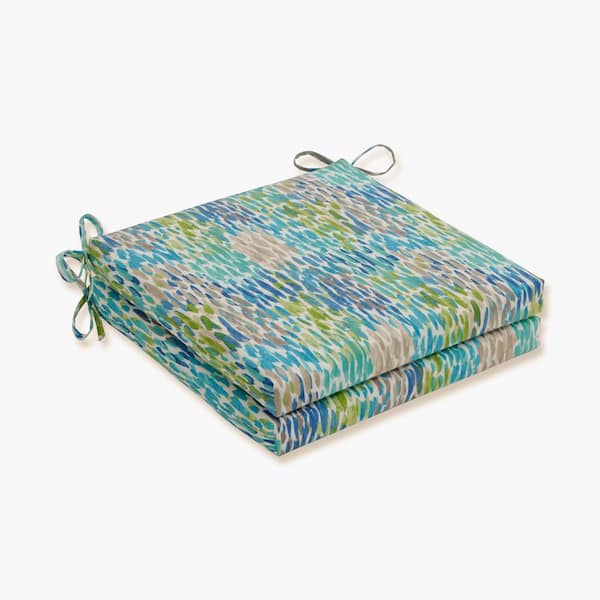Pillow Perfect 20 x 20 Outdoor Dining Chair Cushion in Blue/Green/Grey (Set of 2)