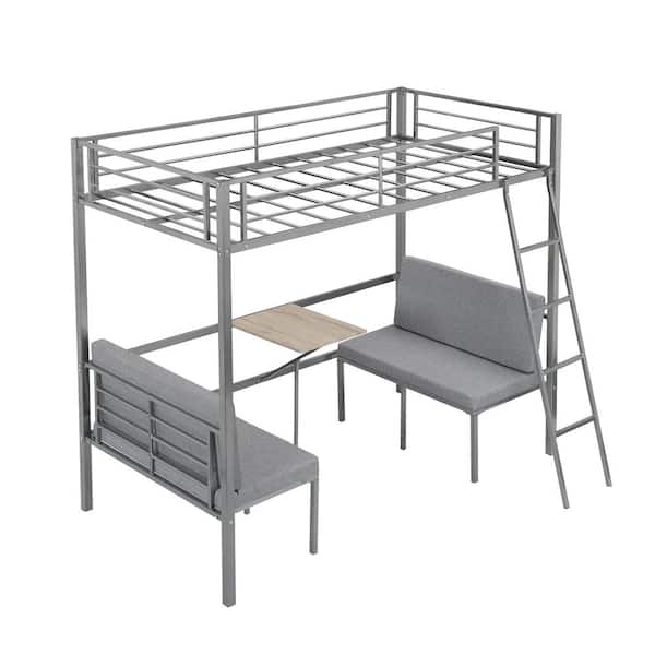 Qualfurn Silver Twin Size Loft Bed With, Twin Size Bed Chairs