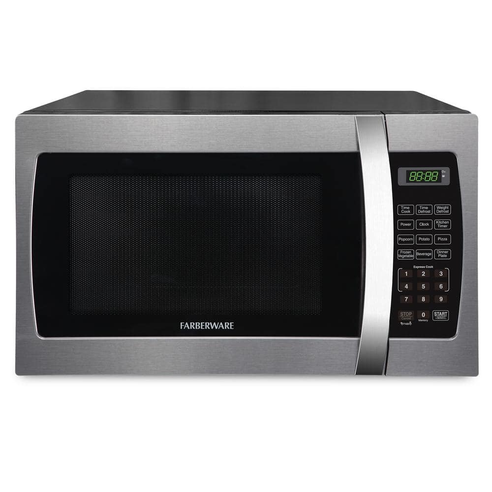Farberware 1.3 cu. ft. Countertop Microwave Oven with LED Light/SENSOR  1100-Watt in Stainless FMG13SS - The Home Depot