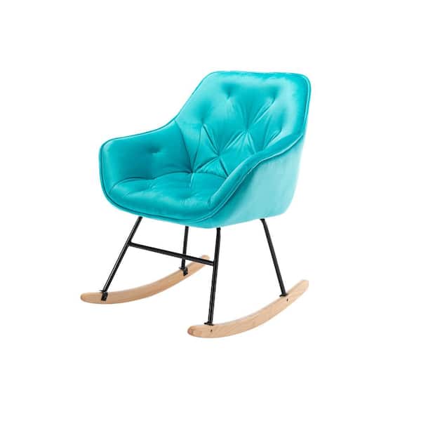 Spaco Light Blue Velvet Living Room Comfortable Rocking Chair (Set of 1)
