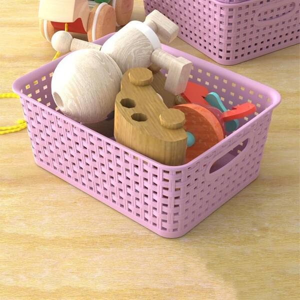 Purple 10 in. x 4 in. Plastic Decorative Basket Set of 6
