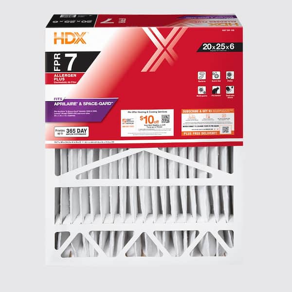 HDX 20 in. x 25 in. x 6 in. AprilAire/Space-Guard Replacement Pleated Air Filter (With Frame) FPR 7, MERV 11
