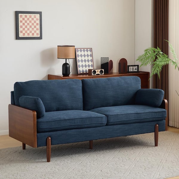 CHRISTOPHER KNIGHT HOME Arboris 71.75 in. Modern Twin Fabric Uphosltered  Rectangle Armm Sofa, Rubberwood, Navy Blue