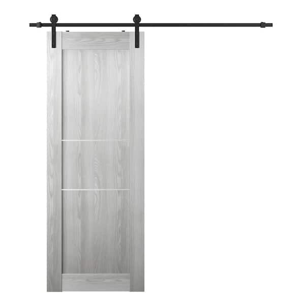 Belldinni Vona 07 2H 18 in. x 80 in. Ribeira Ash Finished Composite Core Wood Sliding Barn Door with Hardware Kit