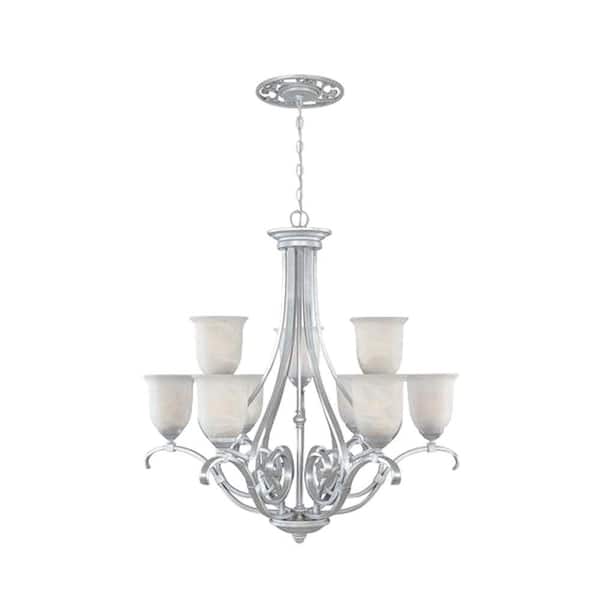 Designers Fountain Kavala Collection 9-Light Matte Pewter Hanging Chandelier