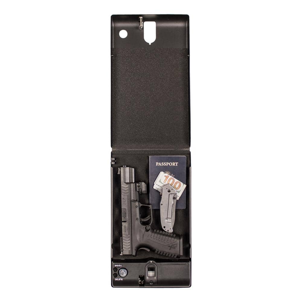 Compact Black Powder-Coated Biometric Pistol Safe