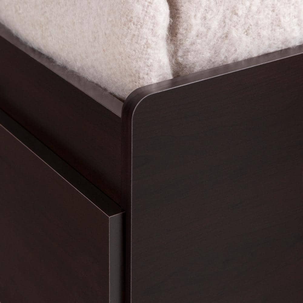 Chocolate Twin Wood Frame Captain's Bed with 3 Drawers