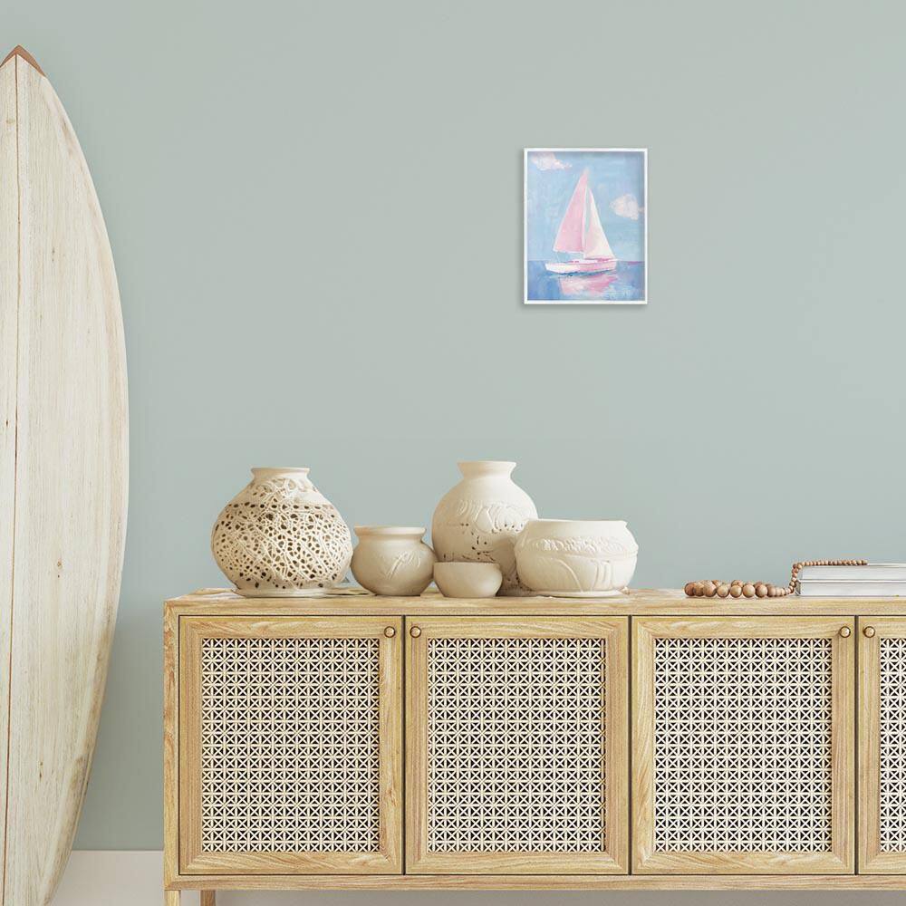 Muted Pink Sailboat by Arlington Prints White Framed Travel Giclee Art Print 14 in. x 11 in. price history on PriceWatchPro