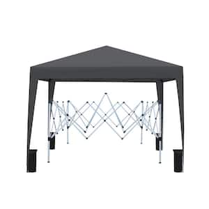10 ft. x 10 ft. Black Pop Up Gazebo Tent Canopy with 3 Sidewall, 2 Windows and Carry Bag