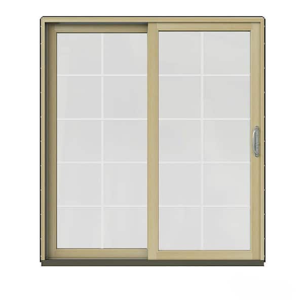 JELD-WEN 72 in. x 80 in. W-2500 Contemporary Black Clad Wood Left-Hand 10 Lite Sliding Patio Door w/Unfinished Interior