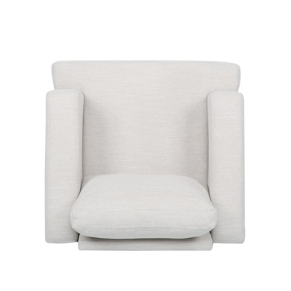 Beige and Silver Modern Club Chair with Wood Frame