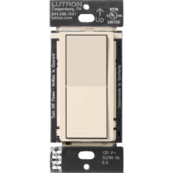 Lutron Claro Smart Accessory Switch, only for use with Diva Smart Dimmer Switch/Claro Smart Switch, Light Almond (DVRF-AS-LA)