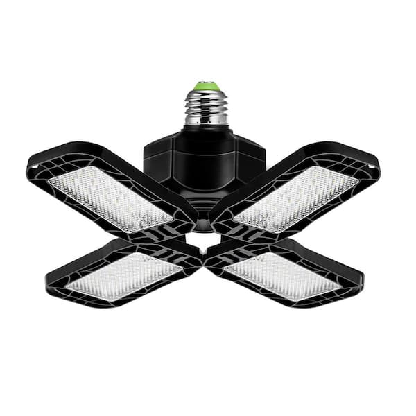 1-Pack 12 in. Foldable Industrial Black LED Garage Light Flush Mount 6000K Daylight for Garage or Utility Room