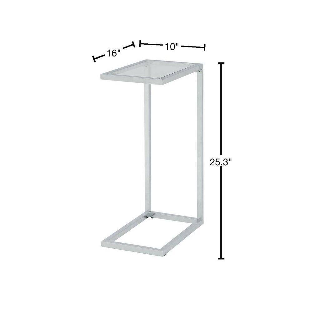 Chrome and Clear Glass Rectangular End Table, 26 in.
