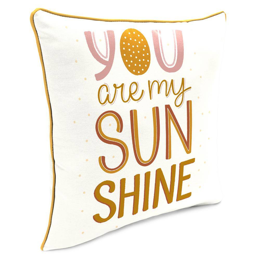 You Are My Sunshine Cream and Multicolor Reversible Outdoor Throw Pillow