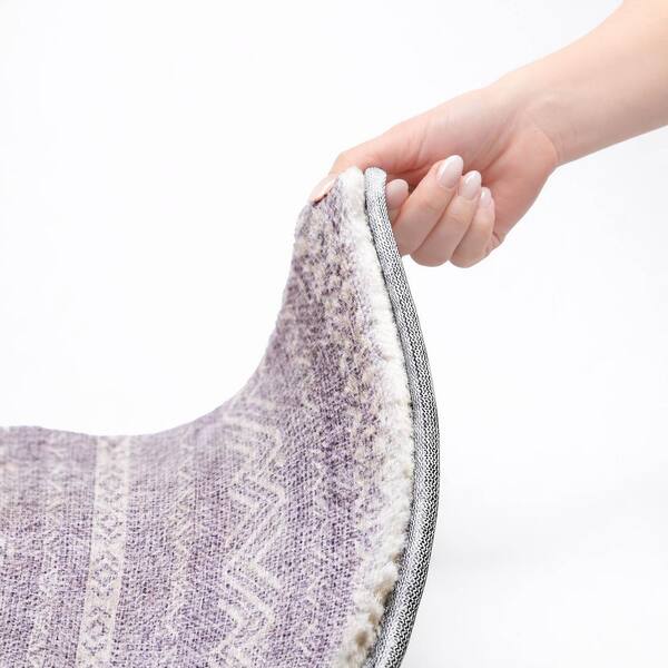 Dream Shag Premium Machine Washable Abstract ADS803 Purple 2 ft. x 7 ft. Runner Rug