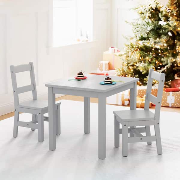 Gymax 1-Piece Wooden Top Grey Kids Table and Chair Set Activity