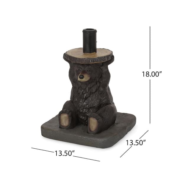 13.5 in. Patio Umbrella Base in Brown with Bear Shape