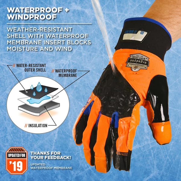ProFlex 818WP Large Orange Performance Thermal Waterproof Utility Gloves