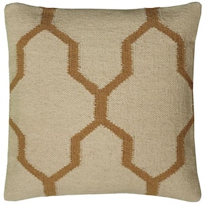 Natural Solid Polyester 18 in. x 18 in. Throw Pillow