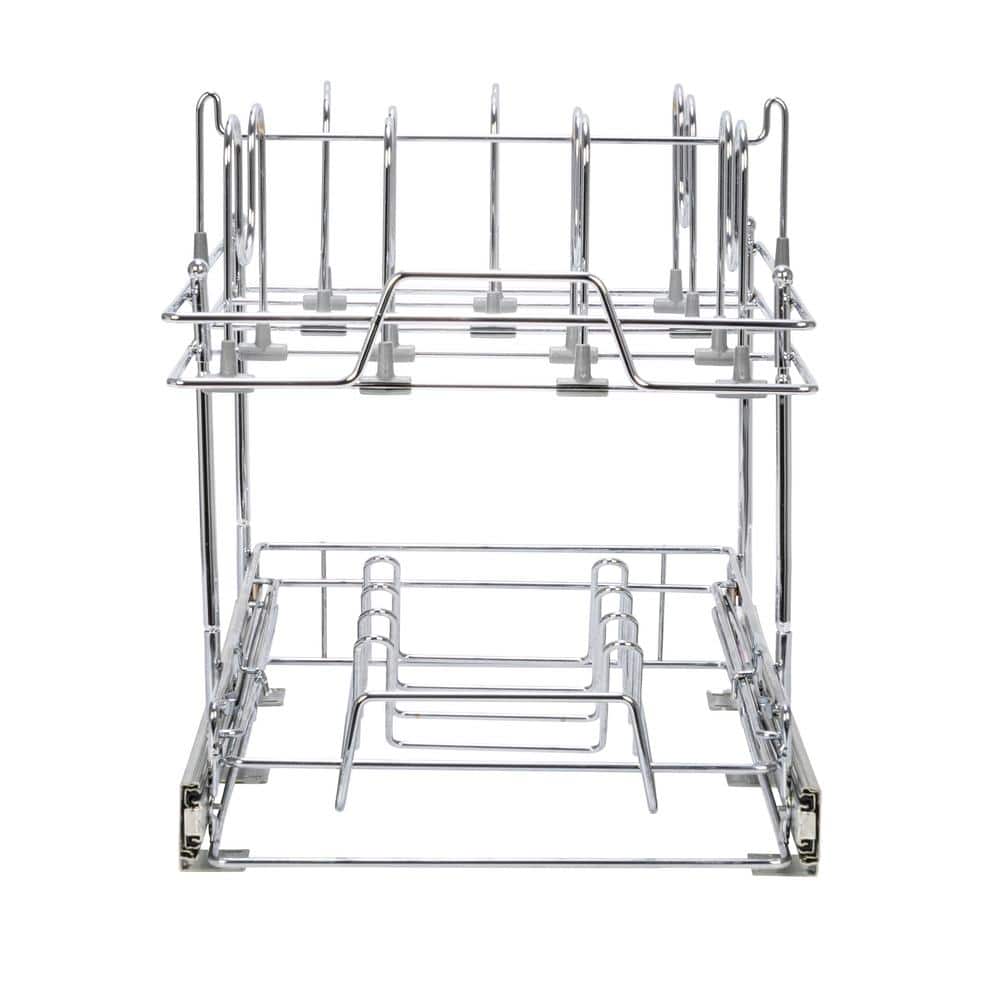 Chrome-Plated Steel 2-Tier Pull-Out Kitchen Organizer
